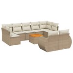 vidaXL Salon de jardin avec coussins 10 Pièces beige résine tressée