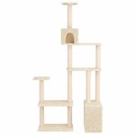 vidaXL Arbre à chat avec poteaux à griffer en sisal Crème 177 5 cm