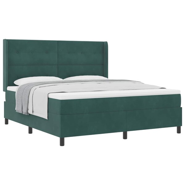 vidaXL Lit à ressorts avec matelas Vert foncé 180 x 200 cm Velours