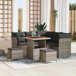 vidaXL Ensemble de canapé de jardin 8 Pièces Gris polyrotin