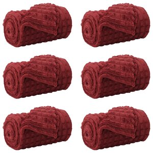 vidaXL Couvertures à jeter 6 Pièces Rouge Bordeaux 240 x 220 cm Toison