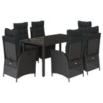 vidaXL Ensemble à manger de jardin coussins 7Pièces Noir Résine tressée