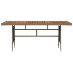 vidaXL Table de jardin Gris 160x70x72 cm Résine tressée et acacia