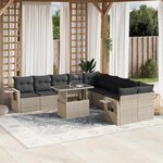 vidaXL Salon de jardin 11 Pièces avec coussins gris clair résine tressée
