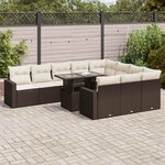 vidaXL Salon de jardin et coussins 11 Pièces marron résine tressée