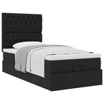 vidaXL Lit ottoman avec matelas noir 90x200 cm tissu