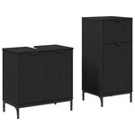 vidaXL Ensemble de mobilier de salle de bain avec tiroir 2 Pièces Noir