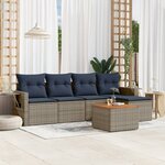 vidaXL Salon de jardin 6 Pièces avec coussins gris résine tressée