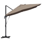 vidaXL Grand Parasol Déporté Taupe Polyester Grand Pliable Moderne