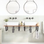 vidaXL Étagère de vasque murale acier et bois massif d'acacia