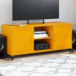 vidaXL Meuble TV jaune moutarde 100 5x39x43 5 cm acier laminé à froid