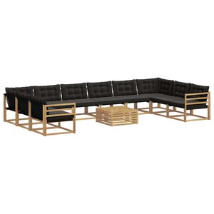 vidaXL Ensemble de canapés d'extérieur 11 pc Blanc et noir