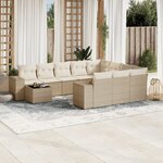 vidaXL Salon de jardin 11 Pièces avec coussins beige résine tressée