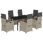 vidaXL Ensemble à manger de jardin et coussins 7 Pièces gris clair rotin