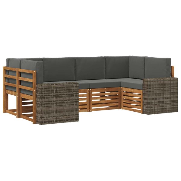 vidaXL Ensemble de canapé d'angle 6 Pièces Naturel et Anthracite