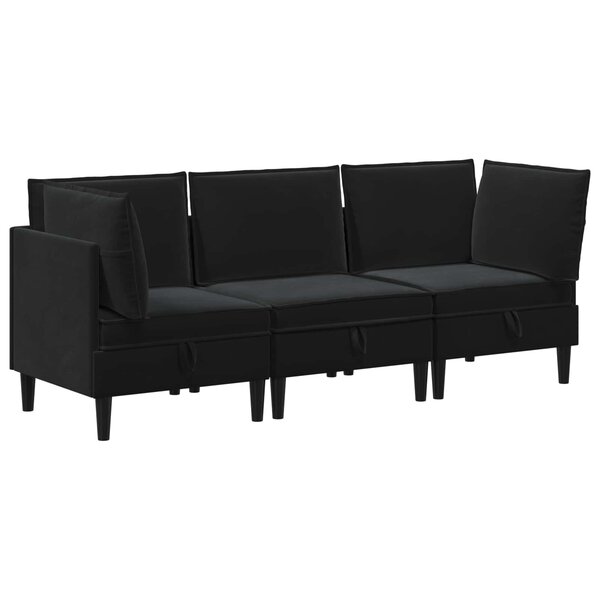 vidaXL Ensemble de meubles pour le salon 3 pc Noir Velours