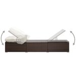 vidaXL Chaise longue avec auvent et coussin résine tressée marron