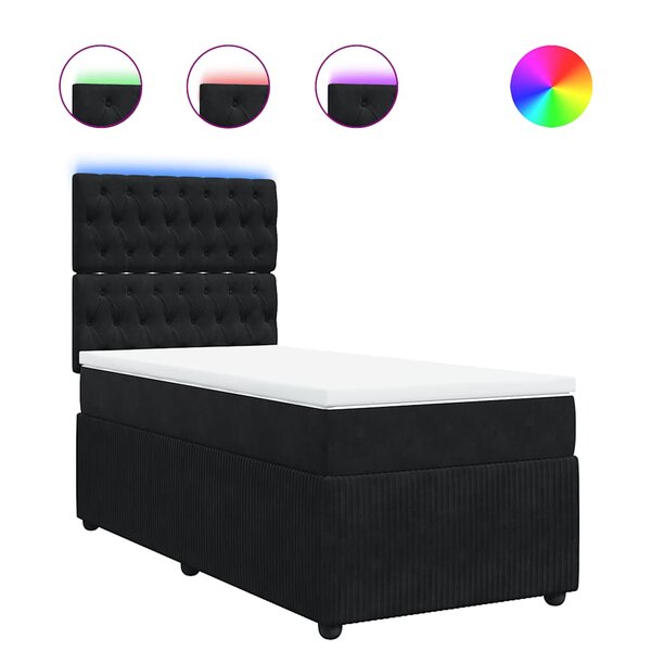 vidaXL Sommier à lattes de lit et matelas Noir 80x200 cm Velours