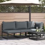 vidaXL Mobilier de jardin avec coussin 3 Pièces Noir Aluminium