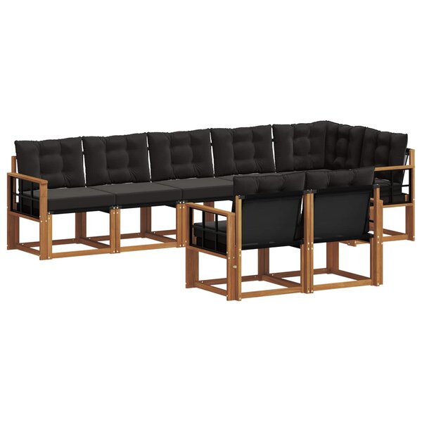vidaXL Ensemble de canapés d'extérieur 8 Pièces Naturel et Noir