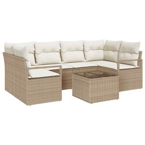 vidaXL Ensemble de canapé de jardin avec coussin 7 Pièces Beige et crème
