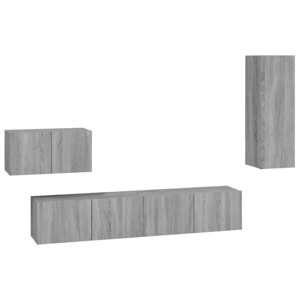 vidaXL Ensemble de meubles TV 4 Pièces Sonoma gris Bois d'ingénierie
