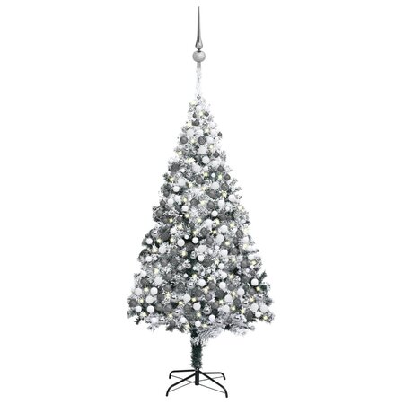 vidaXL Sapin de Noël artificiel LED et flocons de neige Vert 400 cm