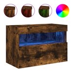 vidaXL Meuble TV mural avec lumières LED chêne fumé 60x30x40 cm