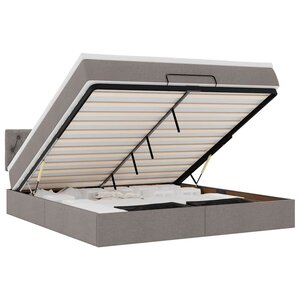 vidaXL Lit ottoman avec matelas et LED Taupe 180x200cm tissu