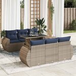 vidaXL Salon de jardin avec coussins 7 Pièces gris résine tressée acacia