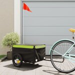 vidaXL Remorque de vélo noir et vert 30 kg fer