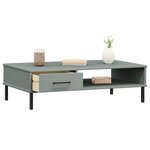 vidaXL Table basse avec pieds en métal Gris Bois pin massif OSLO