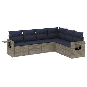 vidaXL Salon de jardin 6 Pièces avec coussins gris résine tressée