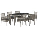 vidaXL Ensemble de salle à manger pour jardin 7 Pièces Gris