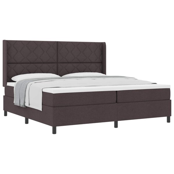 vidaXL Lit à ressorts avec matelas Marron foncé 200 x 200 cm tissu