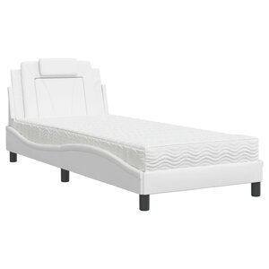 vidaXL Lit Viana avec matelas blanc 90x190 cm similicuir