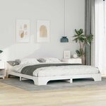 vidaXL Cadre de lit surélevé avec stockage Blanc bois