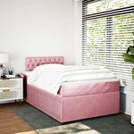 vidaXL Sommier à lattes de lit avec matelas rose 120x190 cm velours