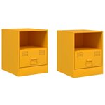 vidaXL Tables de chevet 2 Pièces jaune moutarde 34 5x39x44 cm acier