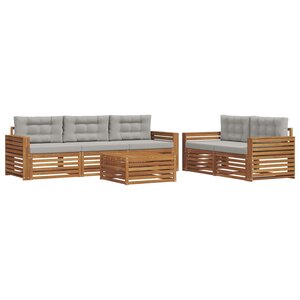 vidaXL Ensemble de canapés d'extérieur 6 Pièces Gris Naturel et Clair