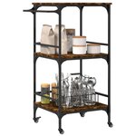 vidaXL Chariot de cuisine chêne fumé 60 5x50x105 cm bois d'ingénierie