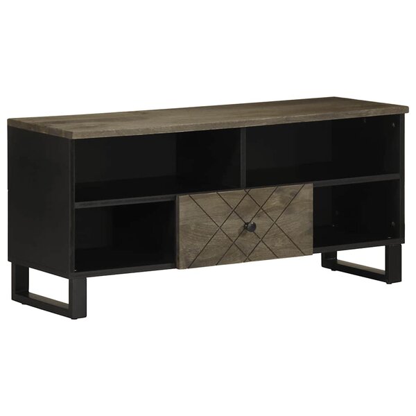 vidaXL Meuble TV noir 100x33x46 cm bois massif de manguier