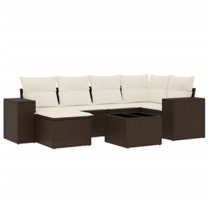 vidaXL Salon de jardin avec coussins 7 Pièces marron résine tressée