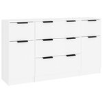 vidaXL Buffets 3 Pièces Blanc Bois d'ingénierie