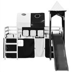 vidaXL Lit mezzanine enfants avec tour blanc/noir 80x200cm pin massif
