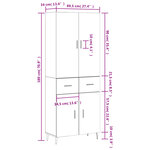 vidaXL Buffet haut Blanc 69 5x34x180 cm Bois d'ingénierie