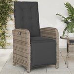 vidaXL Chaise inclinable de jardin et repose-pied gris résine tressée