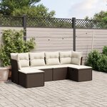 vidaXL Salon de jardin avec coussins 6 Pièces marron résine tressée