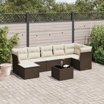 vidaXL Salon de jardin 8 Pièces avec coussins marron résine tressée