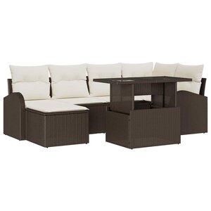 vidaXL Ensemble de canapé de jardin 7 Pièces Marron Poly rotin
